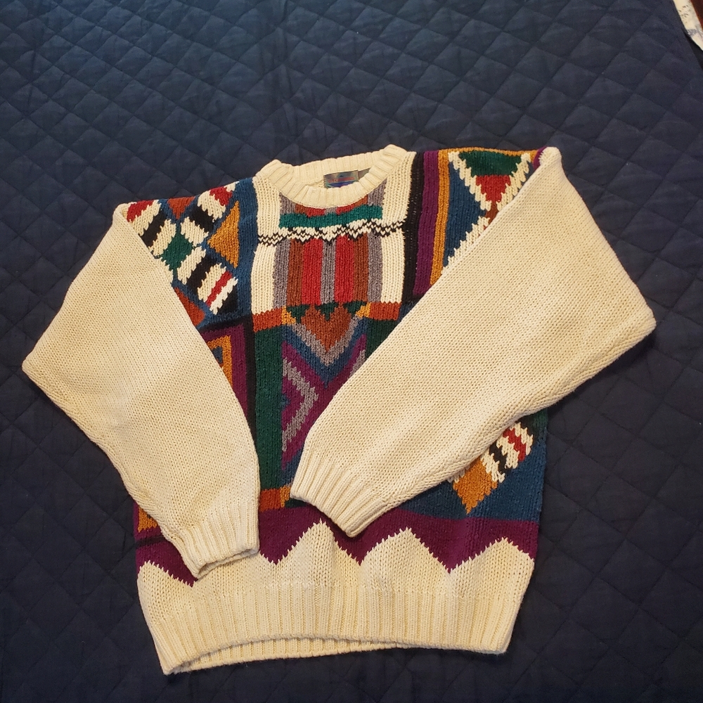 Etchings Vintage Sweater Geometric Pattern Shapes Size Medium